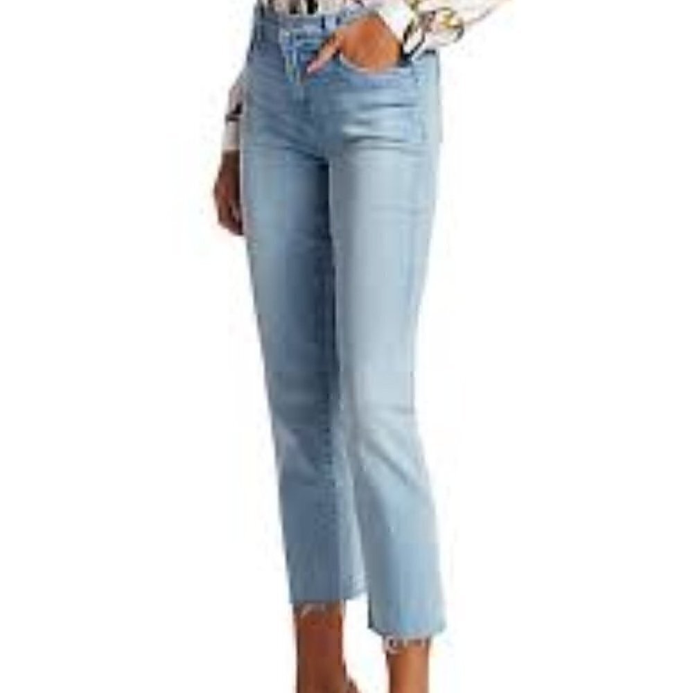 L'Agence Raw Hem High Waist Jeans Light Blue Size 25